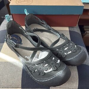 JBU By Blossom Encore Charcoal Grey Mary Jane Hook & Loop Velcro Strap Size 11.